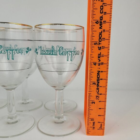 Vintage 6 Irish Coffee Stem 6" Wine Glass Goblet Clover Shamrock France - Picture 6 of 7